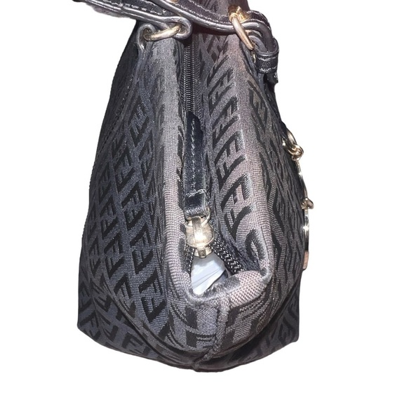 {EUC Fendi Black Zucchino Monogram Canvas Mini Tote Leather Handles Charm} - Picture 11 of 16